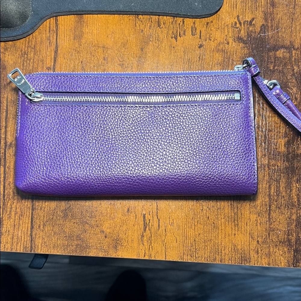 Coach Vibrant Purple Leather Wristlet - Picture 2 of 4